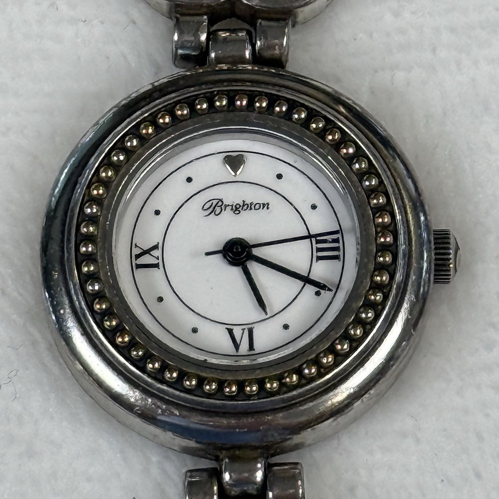 Brighton Genoa Heart Link Bracelet‎ Watch Silver Tone Quartz Women's Working